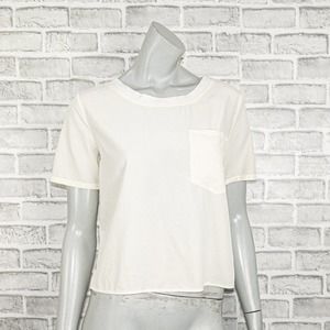 CUYANA Women's 100% Silk Tee Blouse in light beige Size S/M